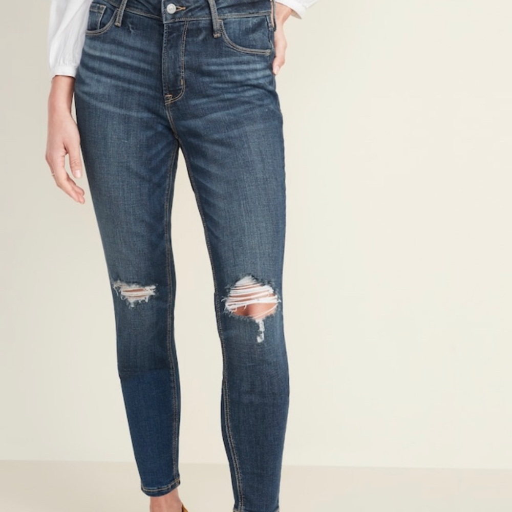 New High Waisted Distressed Super Skinny Jeans